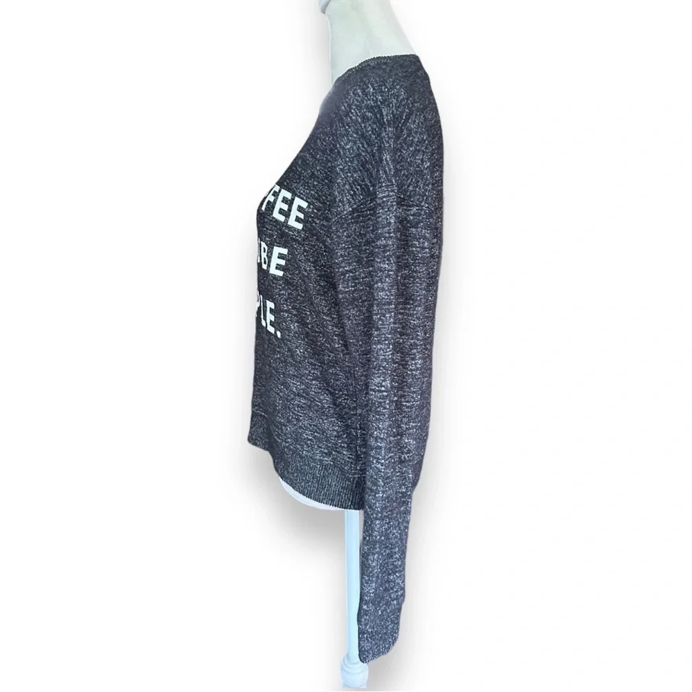 I Like Coffee And Maybe 3 People Gray Long Sleeve Crewneck Pullover | Small